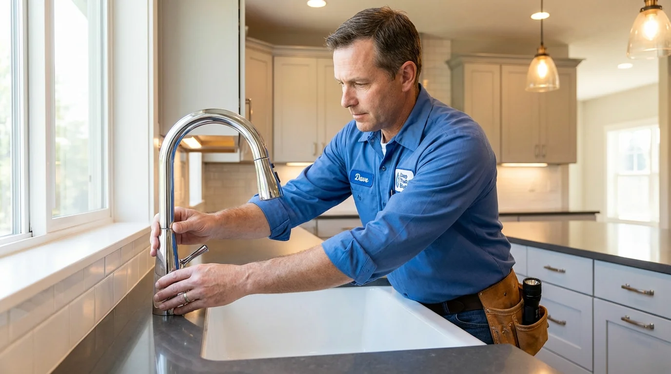 Kitchen faucet installation by Johns Plumbing LLC in Hamlin