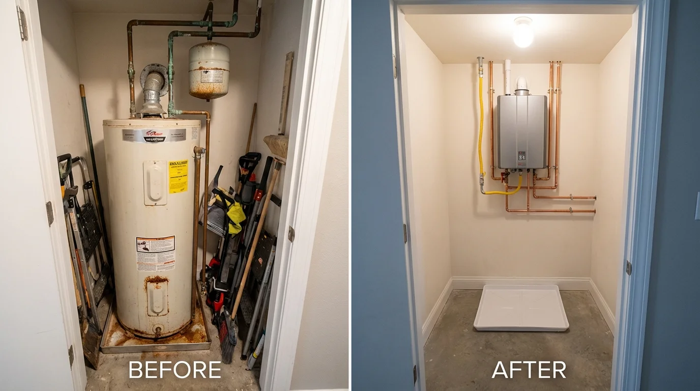 Tank water heater versus wall-mounted tankless unit comparison for Hamlin, WV homeowners
